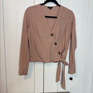 Dynamite Rust Pink Rose Faux Wrap Blouse with buttons - Small